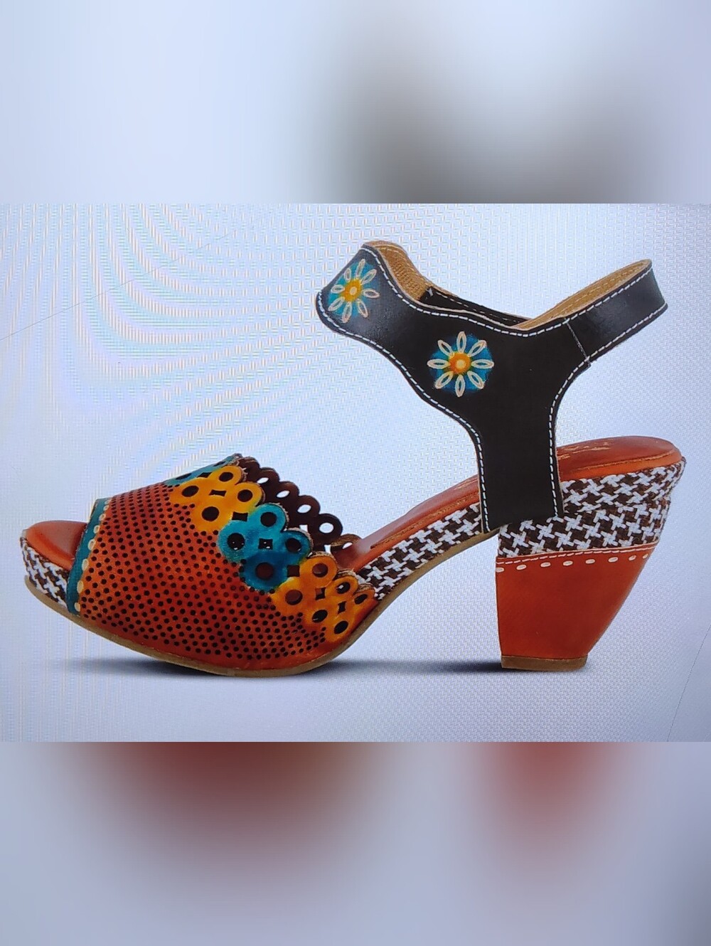 L'Artiste 'Jive' Boho-chic Heeled Rustic Sandal Camel Multi Women's Sz 9 GUC - Picture 2 of 12